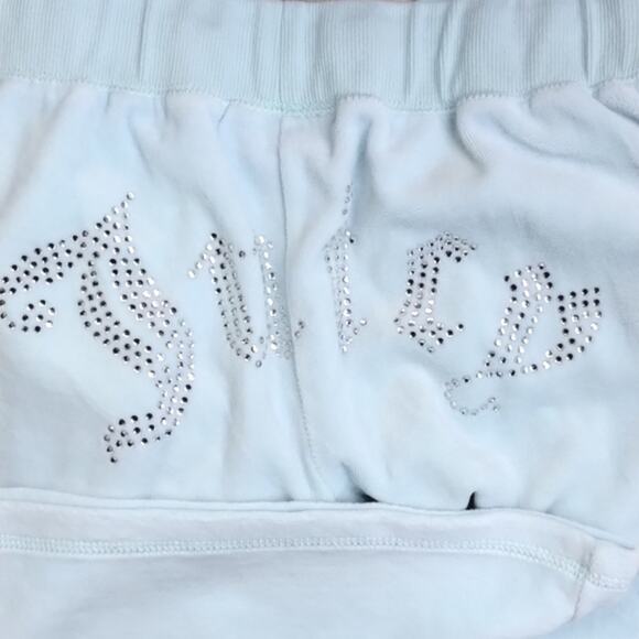 Juicy Couture x Forever 21 Rhinestone VINTAGE Y2K Velour Baby Blue Pants L - Picture 1 of 13